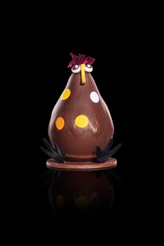 Crazy cocotte points - Milk chocolate, garnished with chocolate almonds and hazelnuts, chocolates, nougatine eggs, 320 gr 58.-