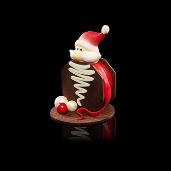 Père Noël bobine  - Chocolat noir et blanc, amandes et noisettes enrobées et divers petits chocolats. 270g 53.-