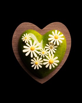 Coeur marguerite - Chocolat noir et blanc, amandes enrobées, petit coeur en chocolat 200g 32.-