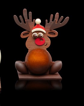 Le renne - Chocolat Noir Lait et blanc, amandes et noisettes enrobées et divers petits chocolats. 225g 28.-