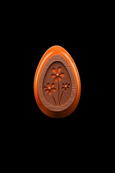 Oeuf coloré orange - chocolat noir, amandes, noisettes, fritures 130g 22.-