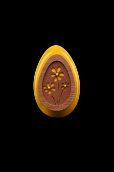 Oeuf coloré jaune - Chocolat lait amandes, noisettes, fritures 130g 22.-