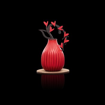 Heart vase - Dark and white chocolate, coated almonds, and small chocolate hearts, 220g – 52.-